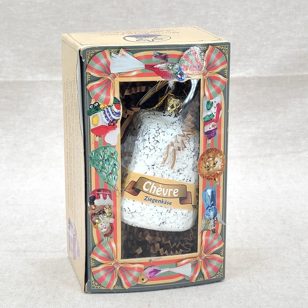 Inge Glas French Chevre Goat Cheese German Glass Christmas Ornament New in Box
